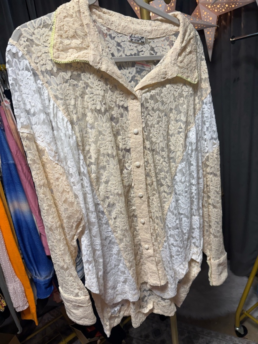 Free People Intimately All Day Lace House Shirt-Bright White Combo - Picture 9 of 10